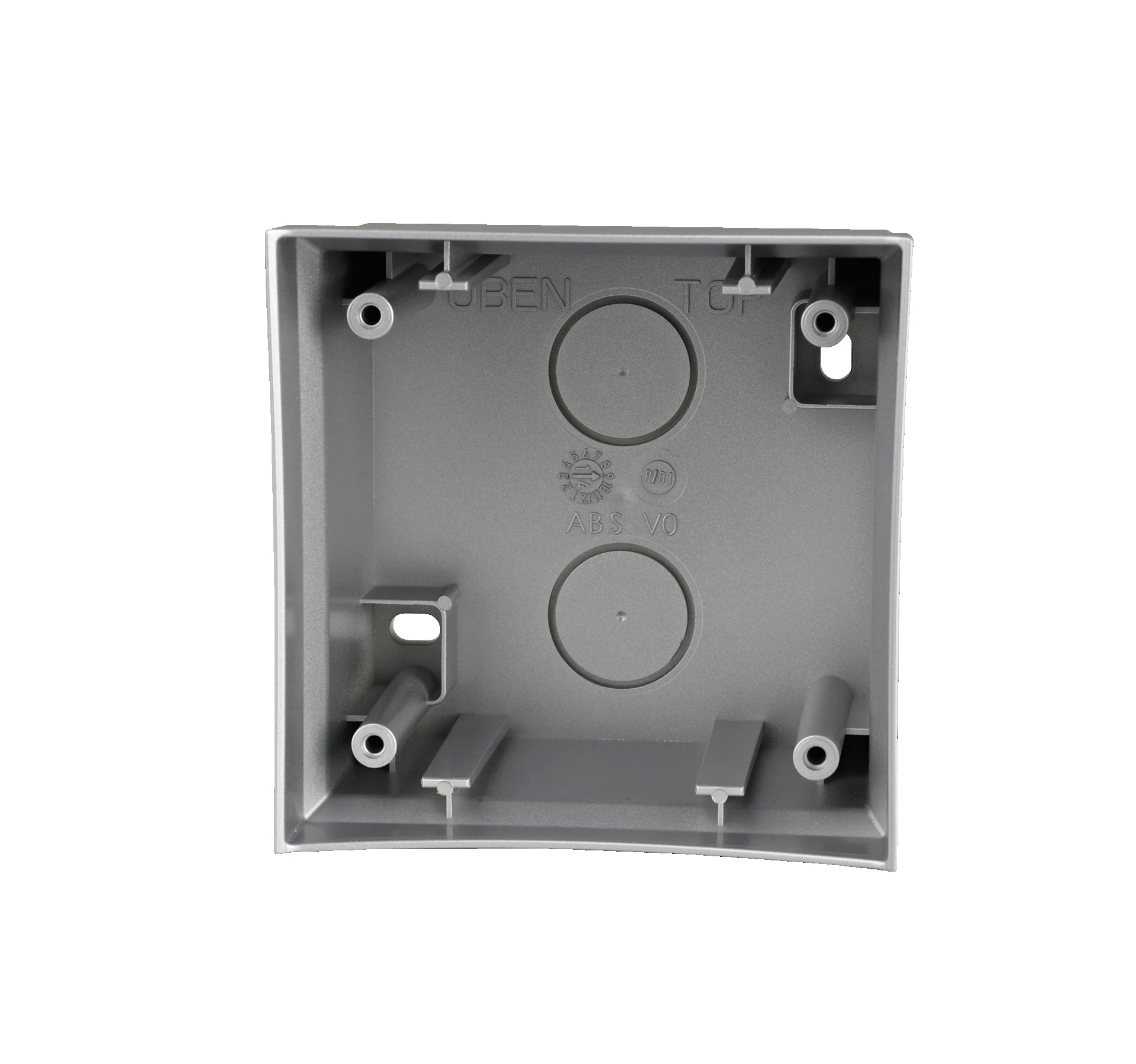 Leere Kunststoffwanddose in Grau